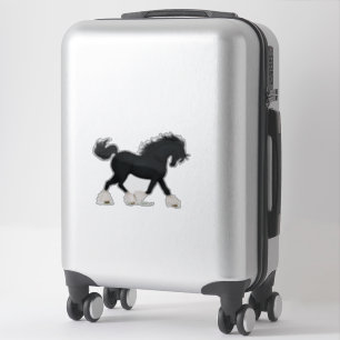 Adesivo Trotting Shire Horse Draft Black com Blaze