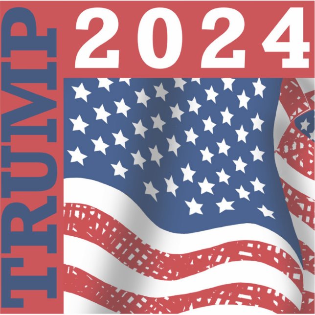 Adesivo Trump 2024 Eleição Presidencial Bandeira Americana (Frente)