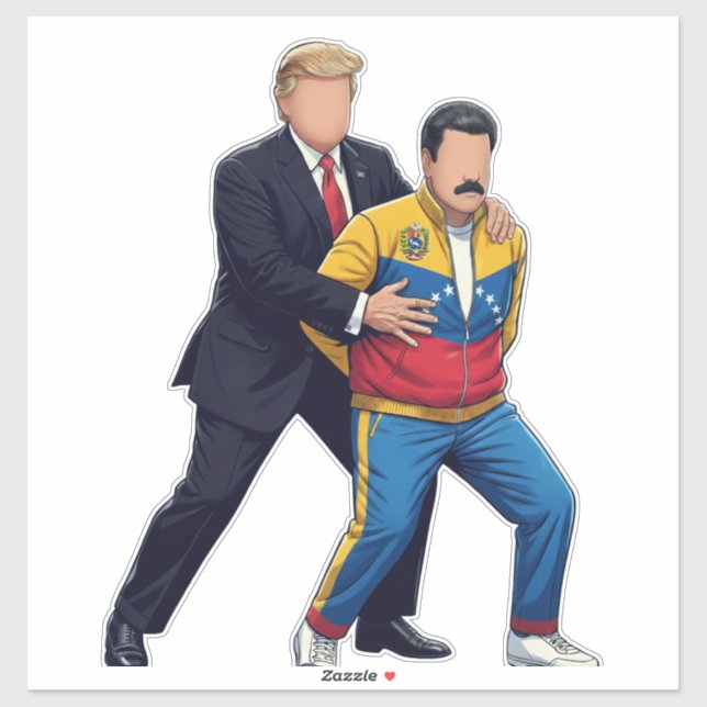 Adesivo Trump Arresting Maduro Bold Political Satire (Folha)