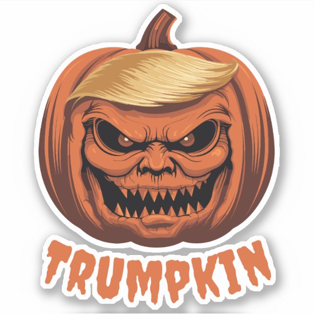 Adesivo Trumpkin - Grinning Donald Trump Halloween Pumpkin (Frente)