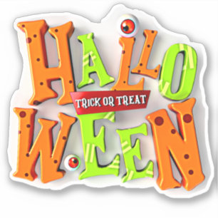 Adesivo Truque ou tratamento do Halloween, efeito de bloco