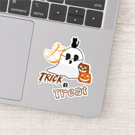 Adesivo Truque ou Trate Boo com Gato Traseiro e Pumpkin