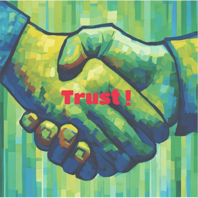 Adesivo "TrustTouch: um handshake no formato Sticker" (Frente)
