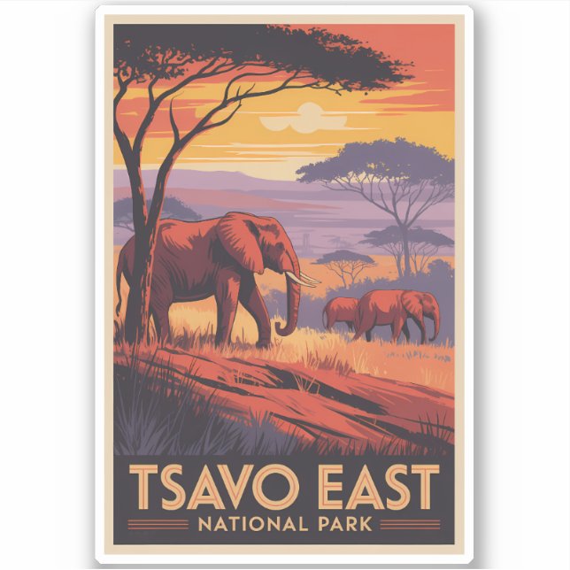 Adesivo Tsavo East National Park Kenya Illustration Travel (Frente)