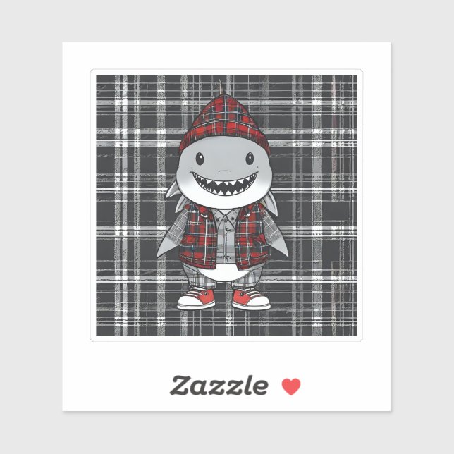 Adesivo tubarão em Disguise Escocesa - tubarão-tartã charm (Folha)