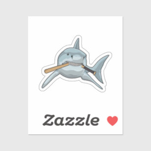Adesivo Tubarão no Baseball com bastão de beisebol