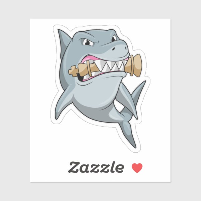 Adesivo Tubarão no xadrez com pedaço de xadrez King (Folha)