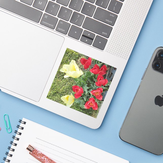 Adesivo Tulipas (Notebook com iPhone)