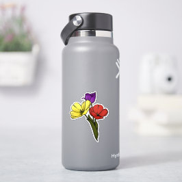 Adesivo Tulipas Coloridas em Amarelo, Roxo e Vermelho