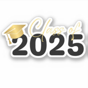 Adesivo turma de 2025, formatura preto dourado