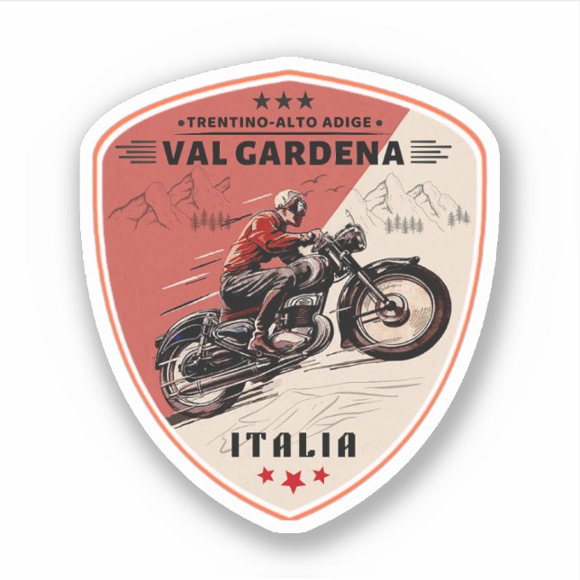 Adesivo turnê de motocicleta italiano de gardena (Frente)