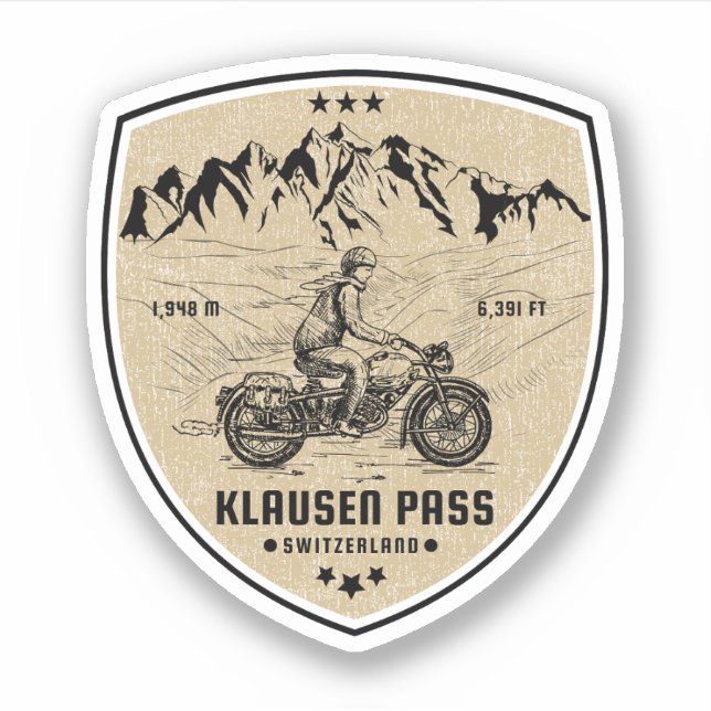 Adesivo Turnê de motocicleta Klausen Pass (Frente)