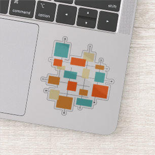 Adesivo Turquesa Laranja Meio século Moderno