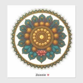 Adesivo Turquoise Gold Lotus Mandala - Fantasy Graphic Art