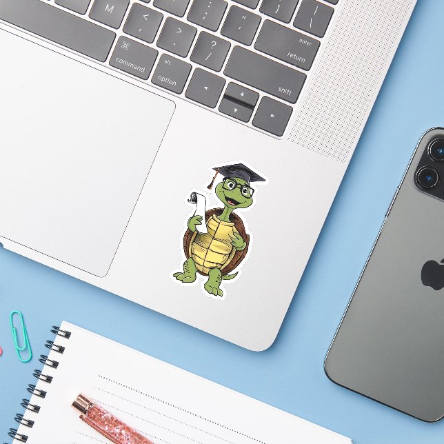 Adesivo Turtle Graduation (Notebook com iPhone)