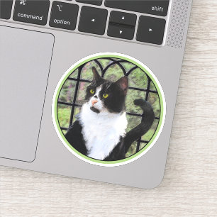 Adesivo Tuxedo Cat em Pintura de Janela Arte Animal Origin