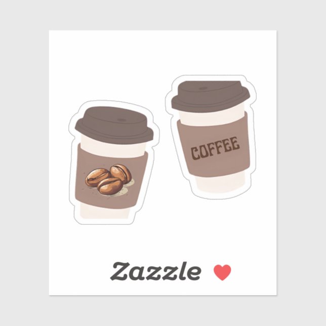 Adesivo Two Coffee Cups , Cute Coffee Sticker (Folha)