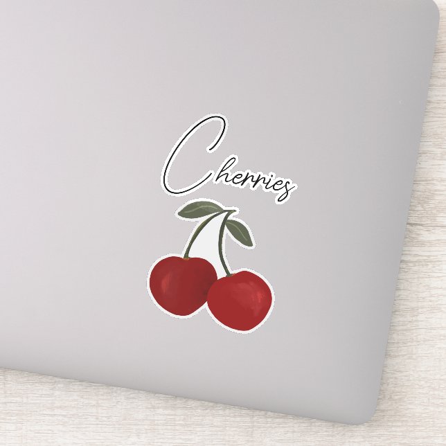 Adesivo Two Red Cherries Illustration | Cute Fruit Art  (Detalhe)