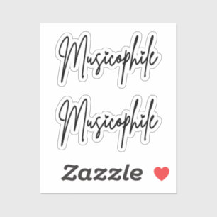 Adesivo Typo Musicófilo com Corações de Amor Vinil-Corte P