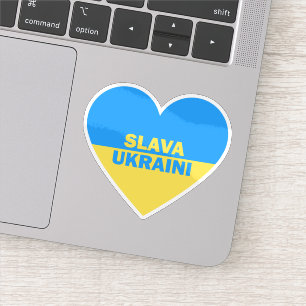 Adesivo Ucrânia Flag Heart Slava Ucri