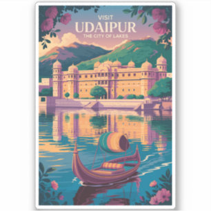 Adesivo Udaipur India Palace Ilustração Viagem Art