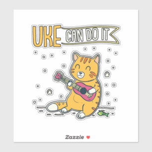 Adesivo UKE Pode Fazer Ukulele Ukelele Cat Guitar Music