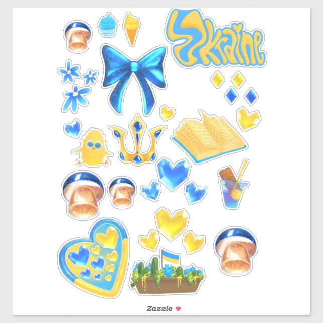 Adesivo Ukraine scrapbook stickers blue yellow (Folha)