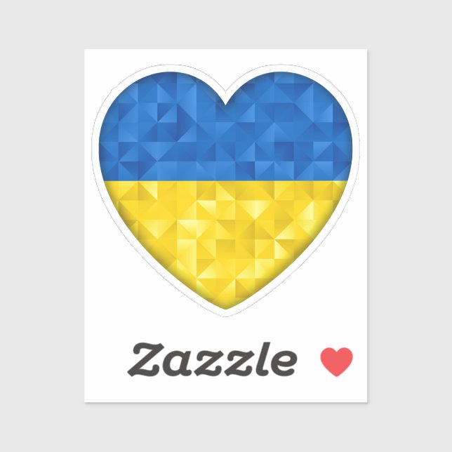 Adesivo Ukrainian flag. Love to Ukraine. Support. Heart. (Folha)