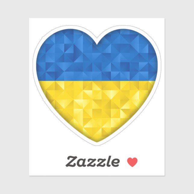 Adesivo Ukrainian flag. Love to Ukraine. Support. Heart. (Folha)