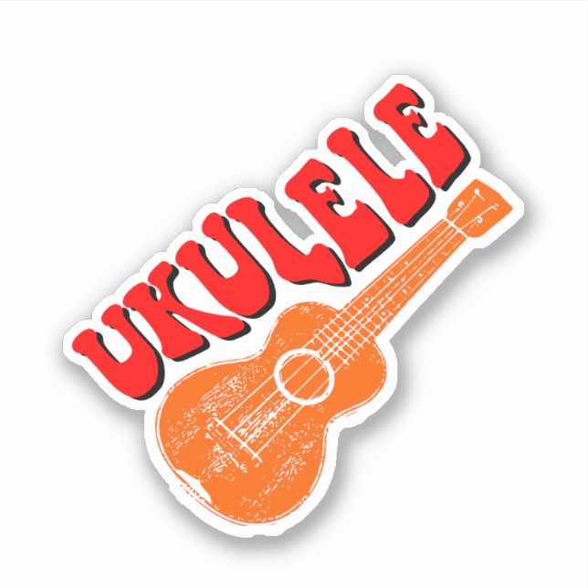 Adesivo Ukulele Groovy Text Art (Frente)
