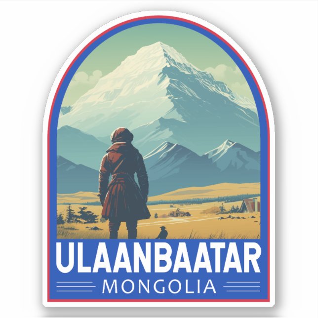 Adesivo Ulaanbaatar Mongólia - Viagem Art Vintage (Frente)
