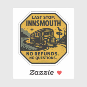 Adesivo Última Parada: Innsmouth - Vintage Transit Warning