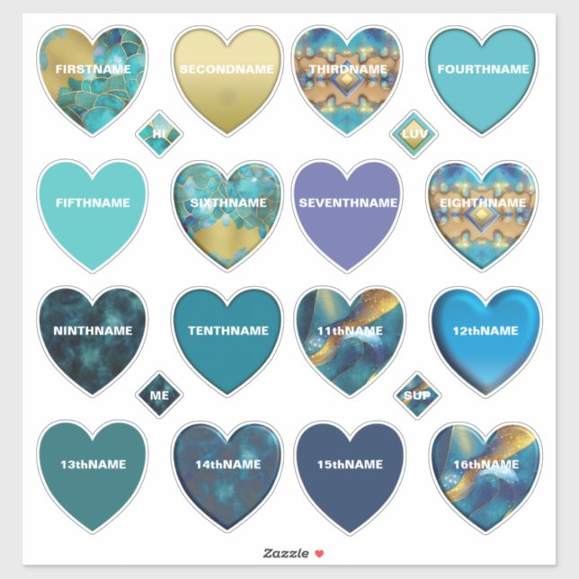 Adesivo Ultimate 16 Name Hearts Collection V2 (Folha)