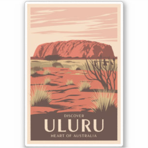 Adesivo Uluru Austrália - Viagem Art Vintage