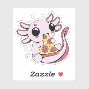 Adesivo Um adorável axolotl comendo pizza