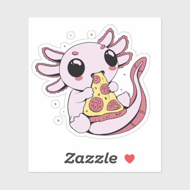 Adesivo Um adorável axolotl comendo pizza (Folha)