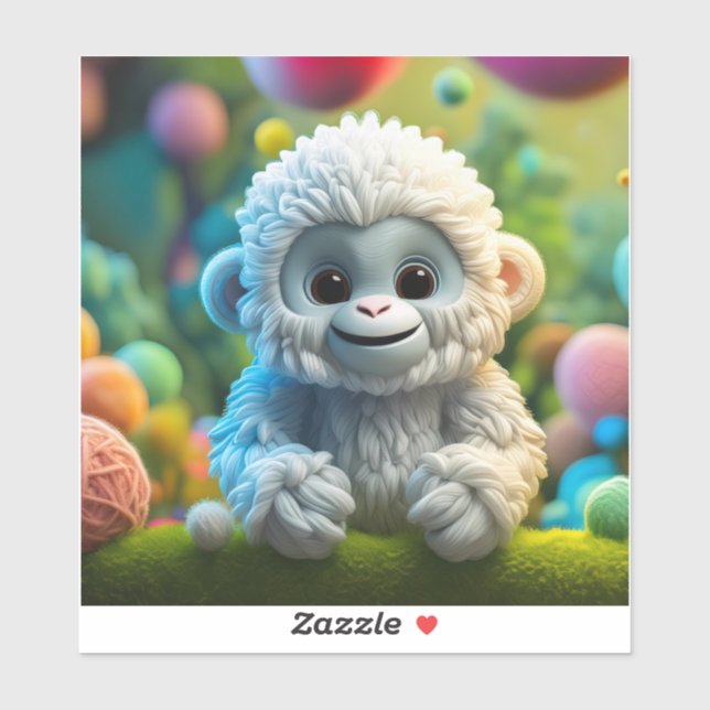 Adesivo Um bebê lindo Yeti feito de fio (Folha)