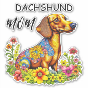 Adesivo Um belo cartoon AI Dachshund Mãe
