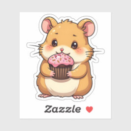 Adesivo Um belo Hamster tímido segurando um Cupcake divert