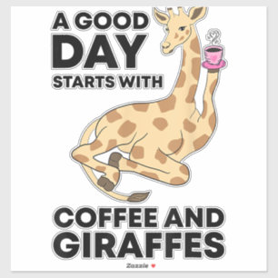 Adesivo Um Bom Dia Começa Com Café E Girafa Engraçado