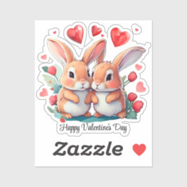 Adesivo Um casal de coelhos engraçados de aquarela