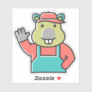 Adesivo Um castor vermelho engraçado de desenho animado ac