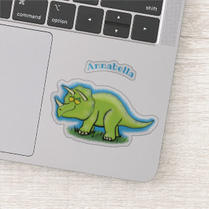 Adesivo Um desenho animado de dinossauros triceratops verd