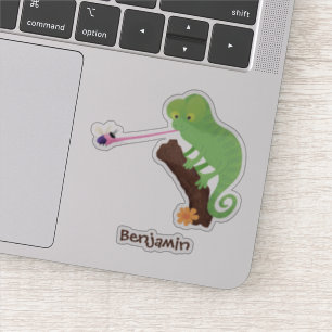 Adesivo Um desenho animado de lagarto de camaleão verde e