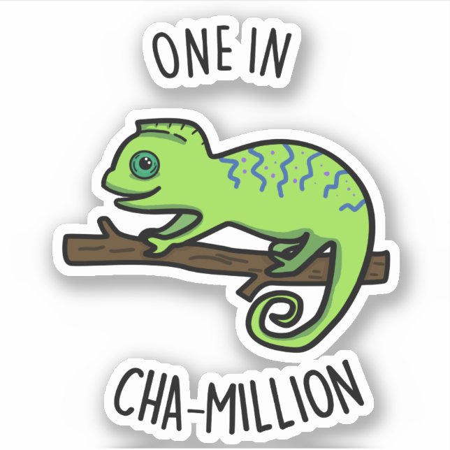 Adesivo Um Em Cha-Milhão De Chameleon Engraçado (Frente)