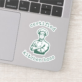 Adesivo Um estilo de chef de quadrinhos de uma cor verde f