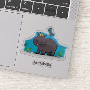 Adesivo Um hipopótamo engraçado bonito com desenhos anim