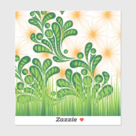 Adesivo Um padrão artístico verde e dourado representando 