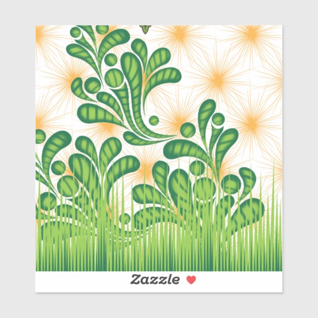 Adesivo Um padrão artístico verde e dourado representando  (Folha)