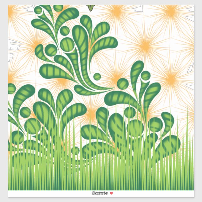 Adesivo Um padrão artístico verde e dourado representando  (Folha)